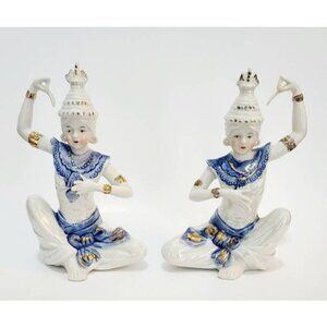 Vintage Thai Dancer Figurines, Thai Temple‎ Dancers, Set of Two, Hindu Figures